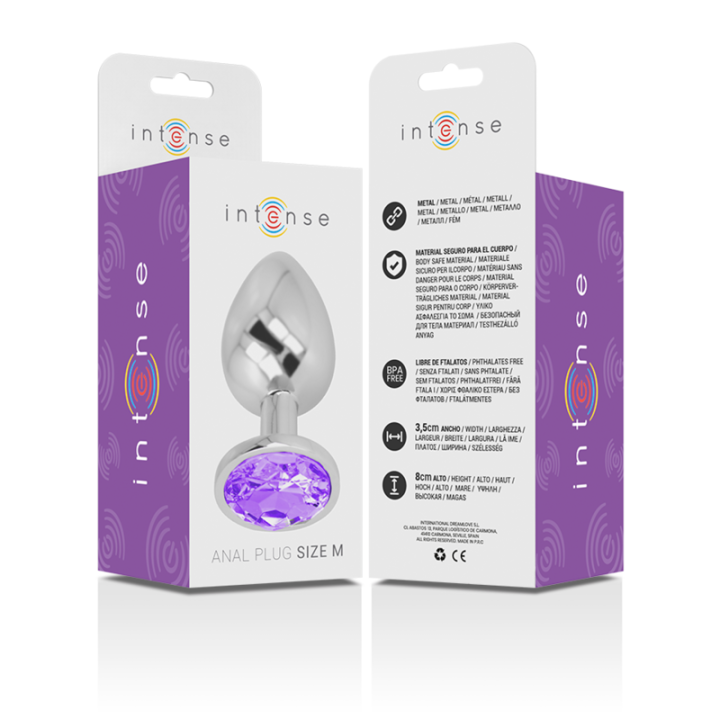 Analplug aus Aluminiummetall mit Violettem Kristall, Grösse M von Intense Anal Toys | Fesselliebe.de
