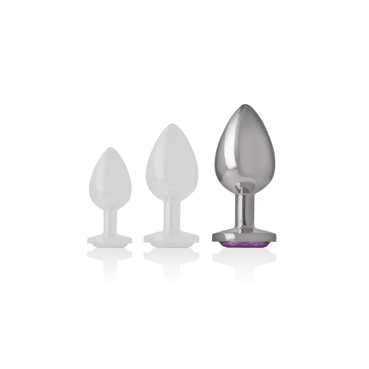 Analplug aus Aluminiummetall mit Violettem Kristall, Grösse L von Intense Anal Toys | Fesselliebe.de