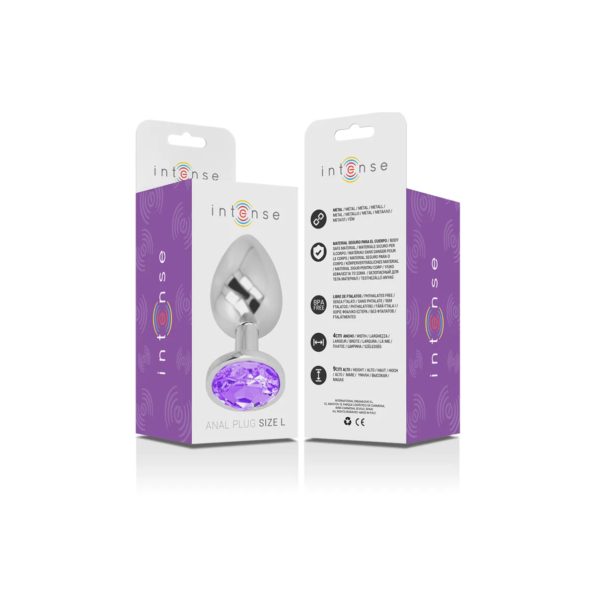 Analplug aus Aluminiummetall mit Violettem Kristall, Grösse L von Intense Anal Toys | Fesselliebe.de