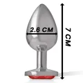 Analstecker aus Aluminiummetall mit Rotem Kristall, Grösse S von Intense Anal Toys