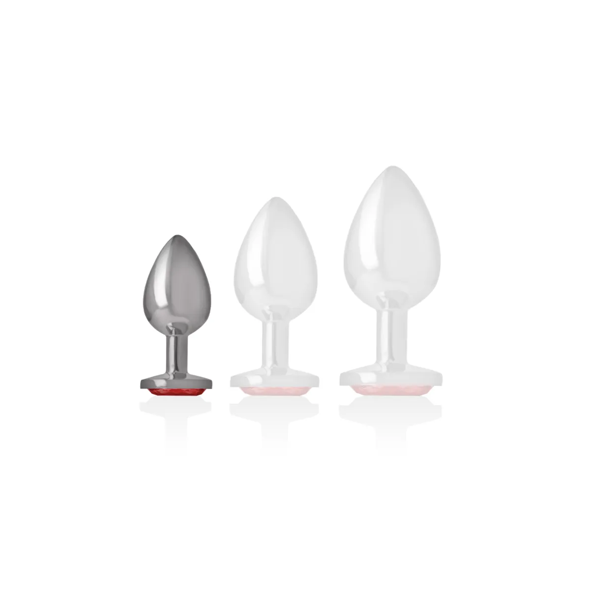 Analstecker aus Aluminiummetall mit Rotem Kristall, Grösse S von Intense Anal Toys | Fesselliebe.de