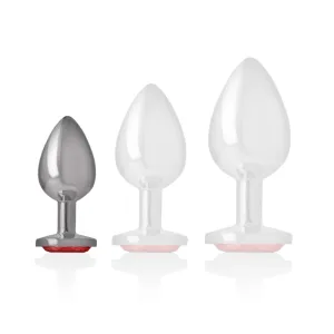 Analstecker aus Aluminiummetall mit Rotem Kristall, Grösse S von Intense Anal Toys
