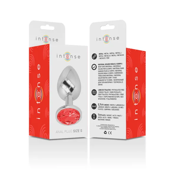 Analstecker aus Aluminiummetall mit Rotem Kristall, Grösse S von Intense Anal Toys | Fesselliebe.de