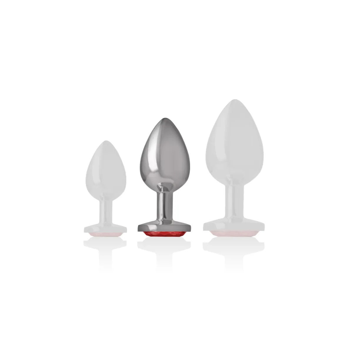 Metall-Analstecker mit Roten Kristall Grösse M von Intense Anal Toys | Fesselliebe.de