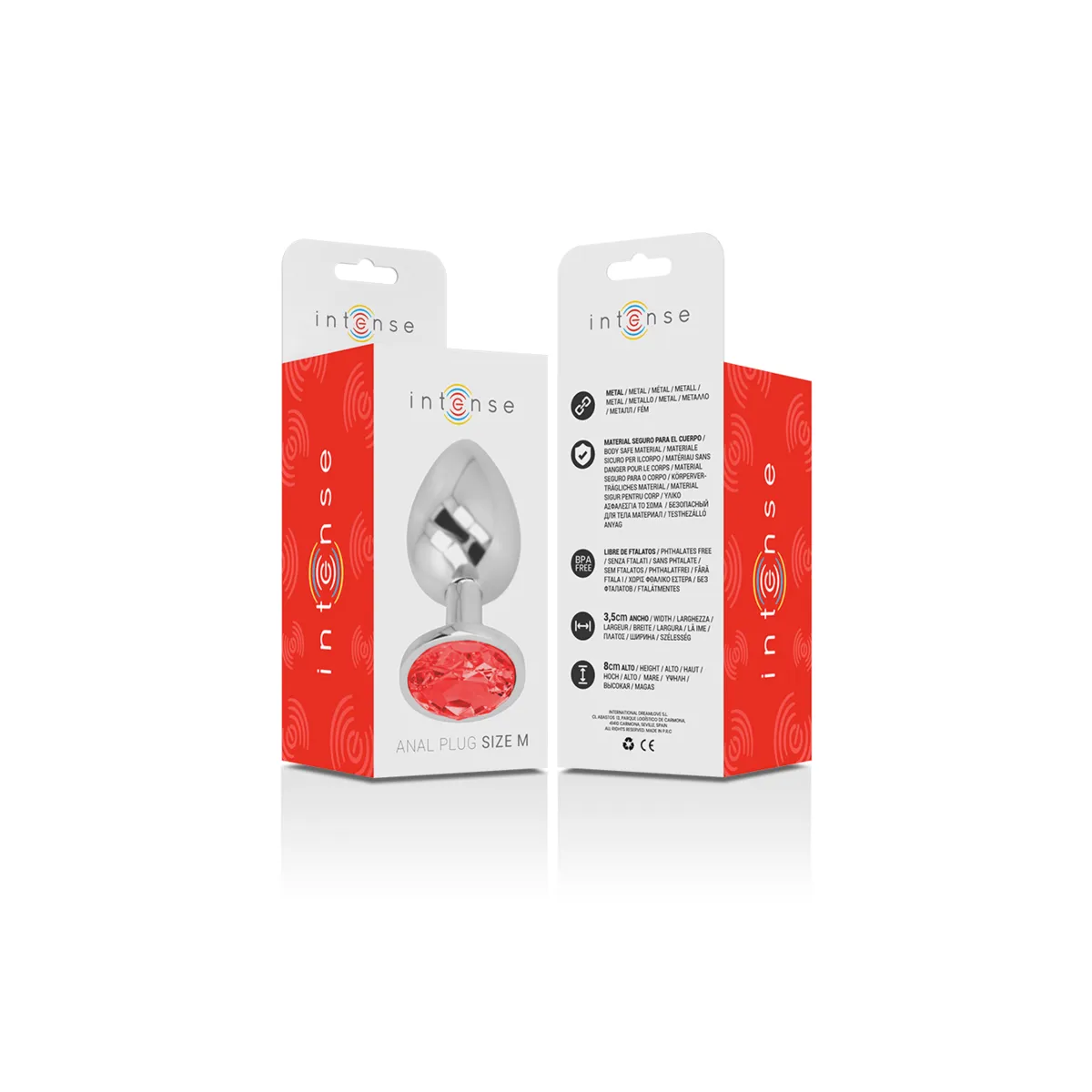 Metall-Analstecker mit Roten Kristall Grösse M von Intense Anal Toys | Fesselliebe.de