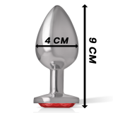 Analplug aus Aluminiummetall mit Rotem Kristall, Grösse L von Intense Anal Toys | Fesselliebe.de