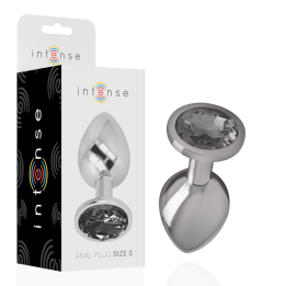 Analplug aus Aluminiummetall mit Schwarzem Kristall, Grösse S von Intense Anal Toys | Fesselliebe.de