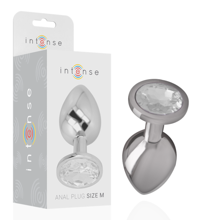 Aluminium-Metall-Analsplug mit Silbernem Kristall, Grösse M von Intense Anal Toys | Fesselliebe.de
