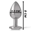 Aluminium-Metall-Analsplug mit Silbernem Kristall, Grösse M von Intense Anal Toys