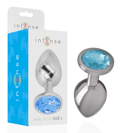 Analplug aus Aluminiummetall mit Blauem Kristall, Grösse L von Intense Anal Toys | Fesselliebe.de