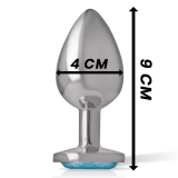 Analplug aus Aluminiummetall mit Blauem Kristall, Grösse L von Intense Anal Toys | Fesselliebe.de