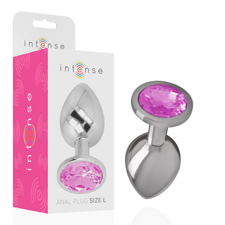 Analplug aus Aluminiummetall mit Rosa Kristall, Grösse L von Intense Anal Toys | Fesselliebe.de