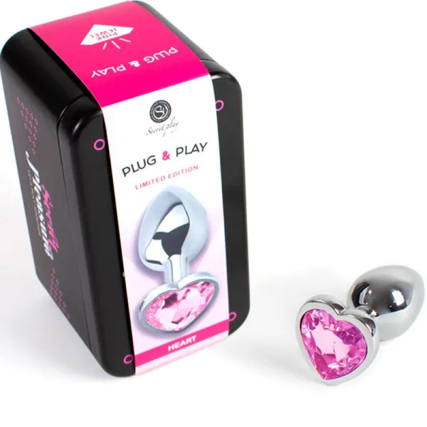 Butt Plug aus Metall Fuchsia Herz Kleine Grösse 7 cm von Secretplay Toys | Fesselliebe.de