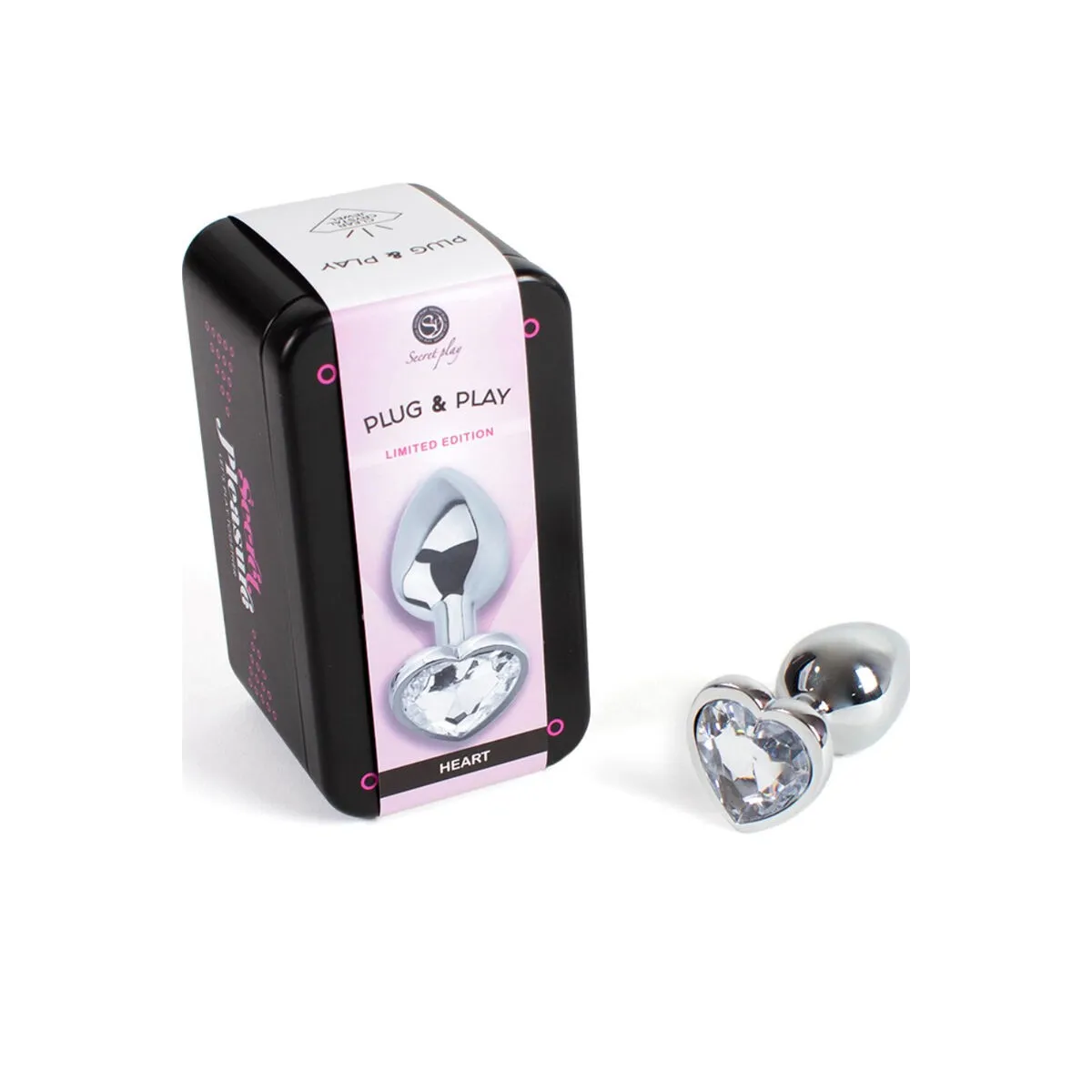 Butt Plug aus Metall, Klares Kristallherz, Kleine Grösse 7 cm von Secretplay Toys | Fesselliebe.de