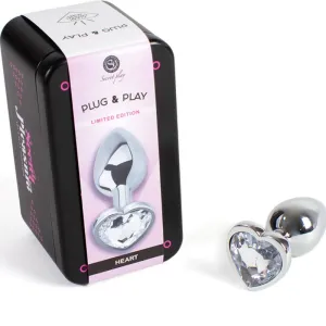 Butt Plug aus Metall, Klares Kristallherz, Kleine Grösse 7 cm von Secretplay Toys