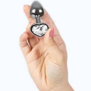 Butt Plug aus Metall, Klares Kristallherz, Kleine Grösse 7 cm von Secretplay Toys