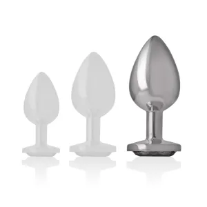 Analplug Metall Aluminium Weiss Herz Grösse L von Intense Anal Toys