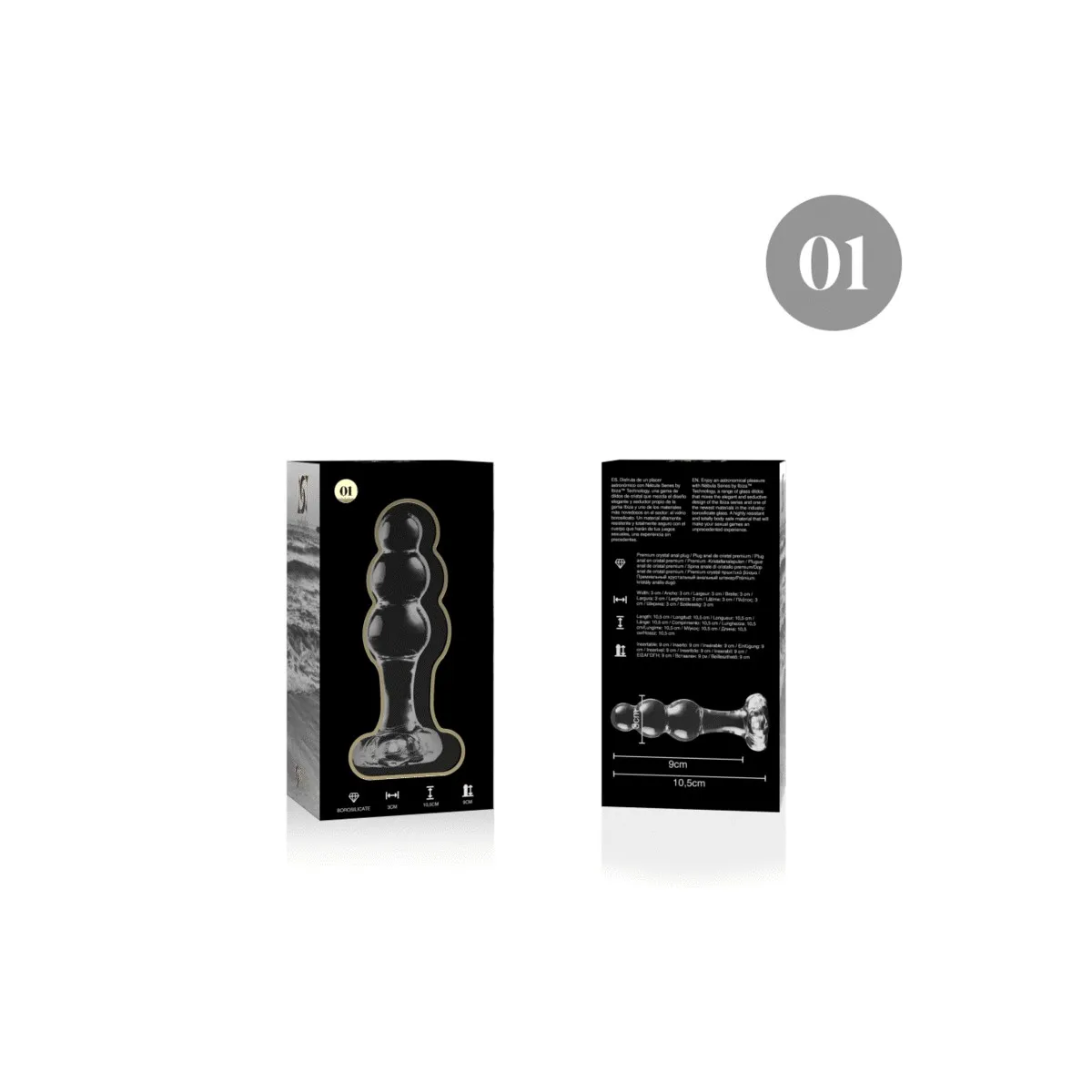 Modell 1 Stecker Borosilikatglas Transparent 10,5 cm -O- 3 cm von Nebula Series By Ibiza | Fesselliebe.de