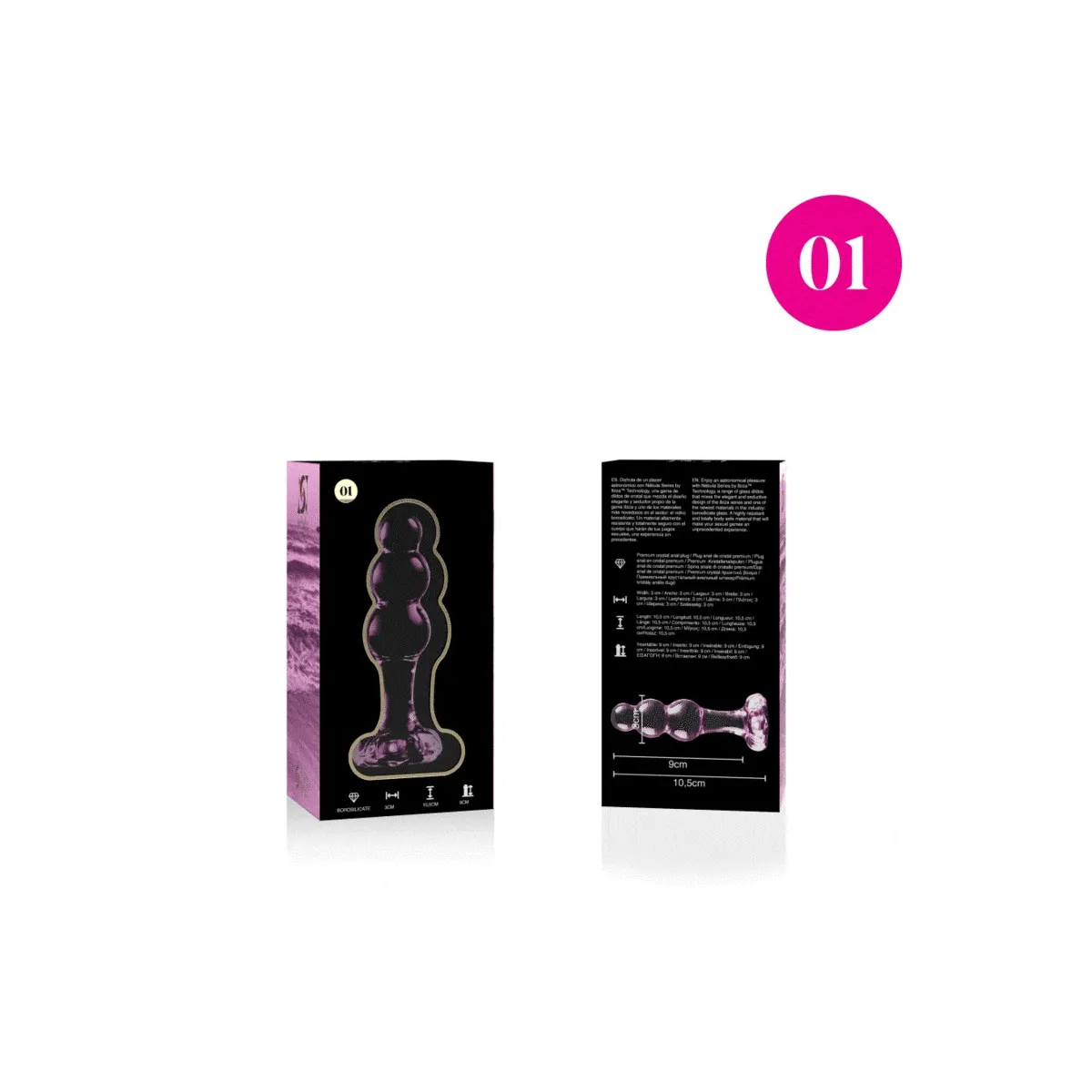 Modell 1 Analplug Borosilikatglas Rosa 10,5 cm -O- 3 cm von Nebula Series By Ibiza | Fesselliebe.de