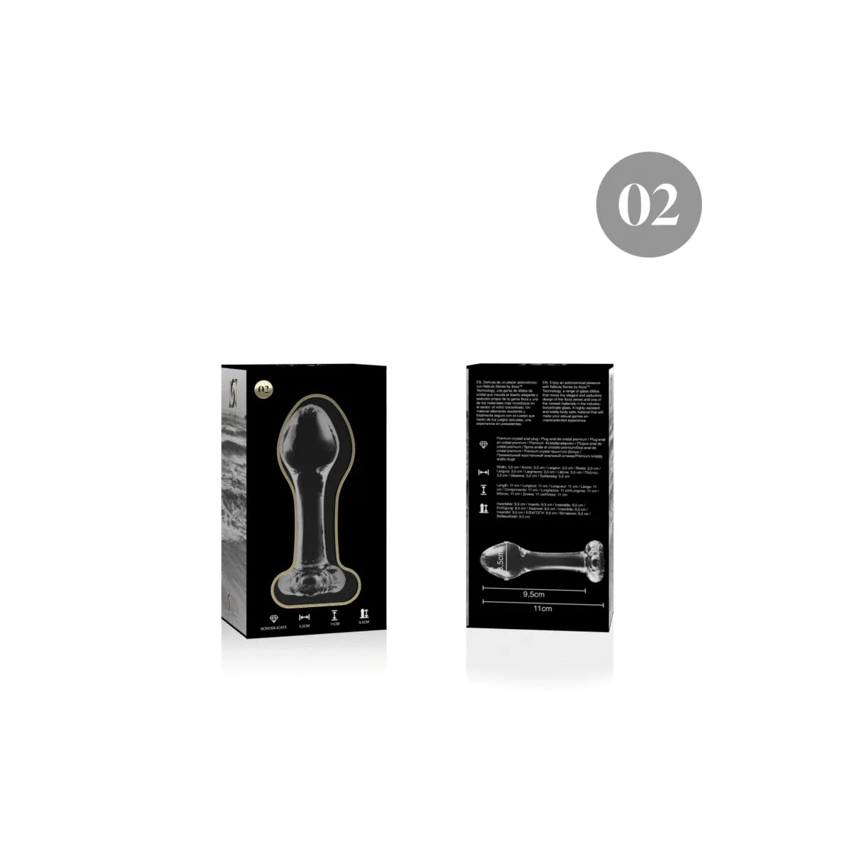 Modell 2 Analplug Borosilikatglas Klar 11 cm -O- 3,5 cm von Nebula Series By Ibiza | Fesselliebe.de