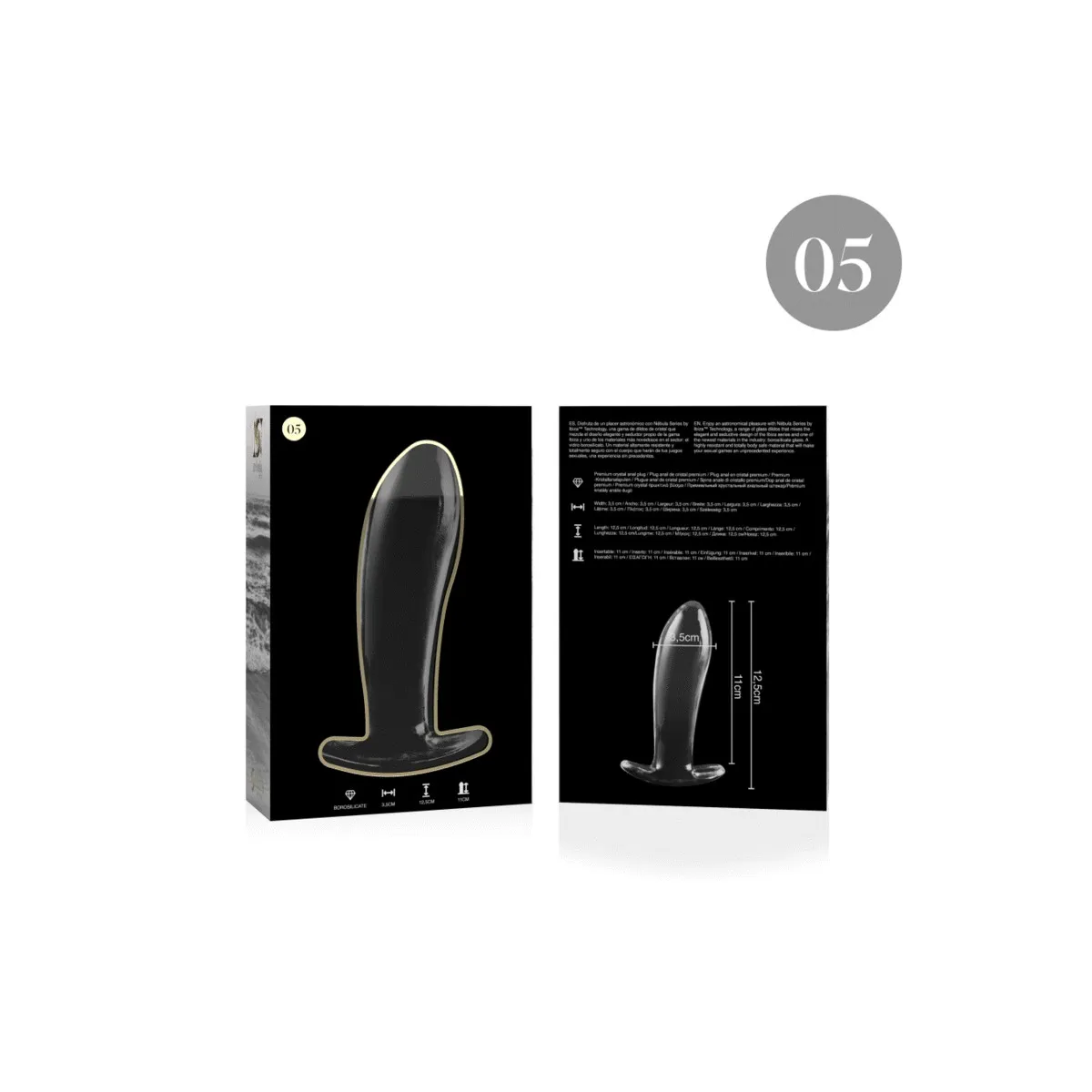 Modell 5 Analplug Borosilikatglas Klar 12,5 cm -O- 3,5 cm von Nebula Series By Ibiza | Fesselliebe.de