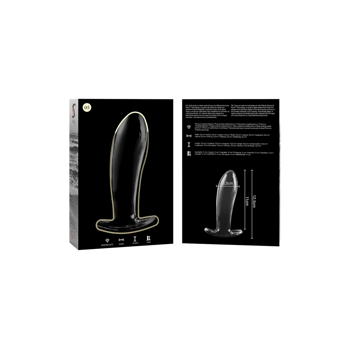 Modell 5 Analplug Borosilikatglas Klar 12,5 cm -O- 3,5 cm von Nebula Series By Ibiza | Fesselliebe.de