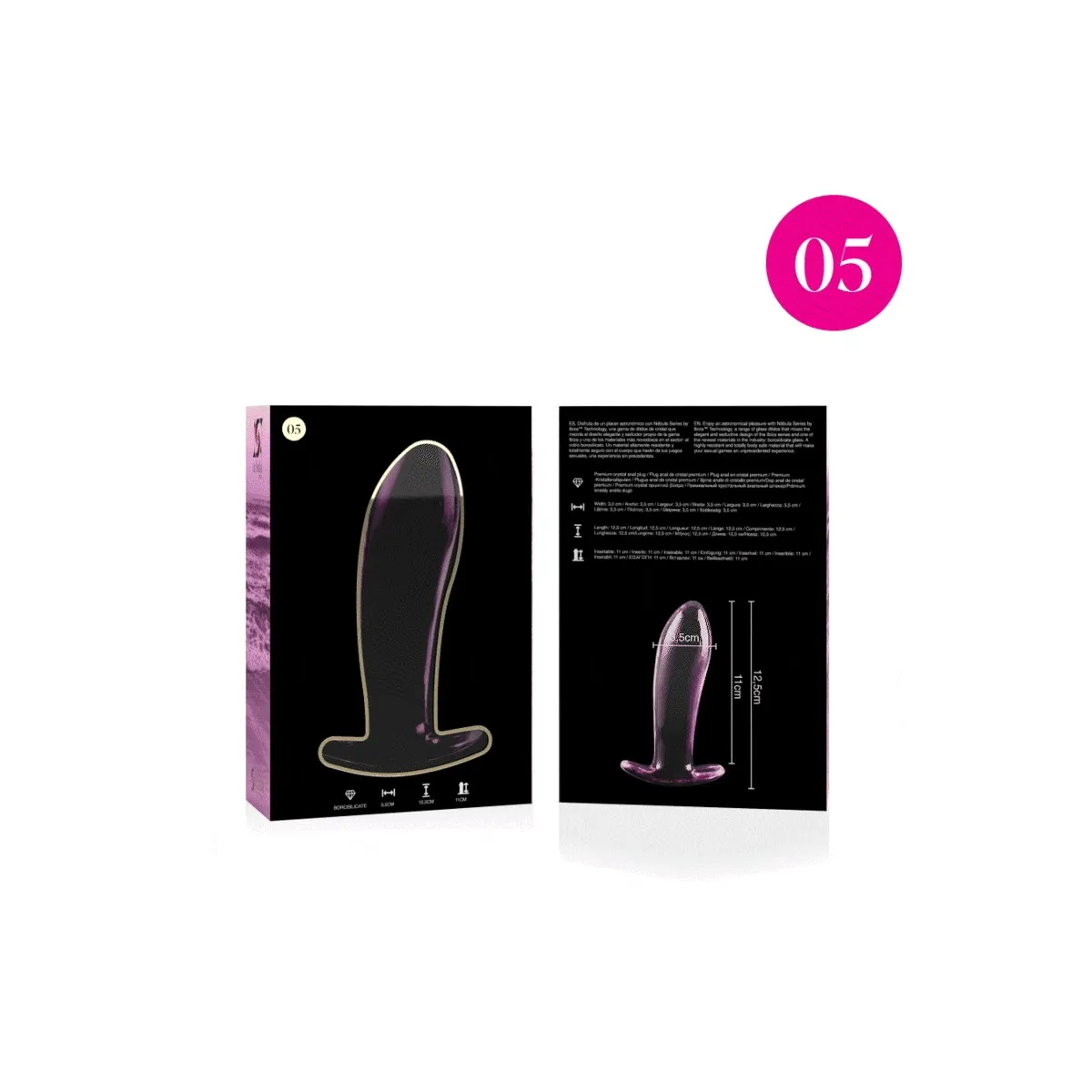 Modell 5 Analplug Borosilikatglas Rosa 12,5 cm -O- 3,5 cm von Nebula Series By Ibiza | Fesselliebe.de