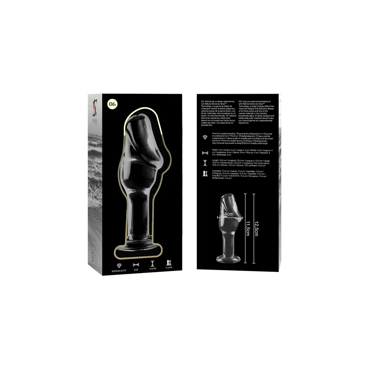 Modell 6 Analplug Borosilikatglas Klar 12,5 cm -O- 4 cm von Nebula Series By Ibiza | Fesselliebe.de