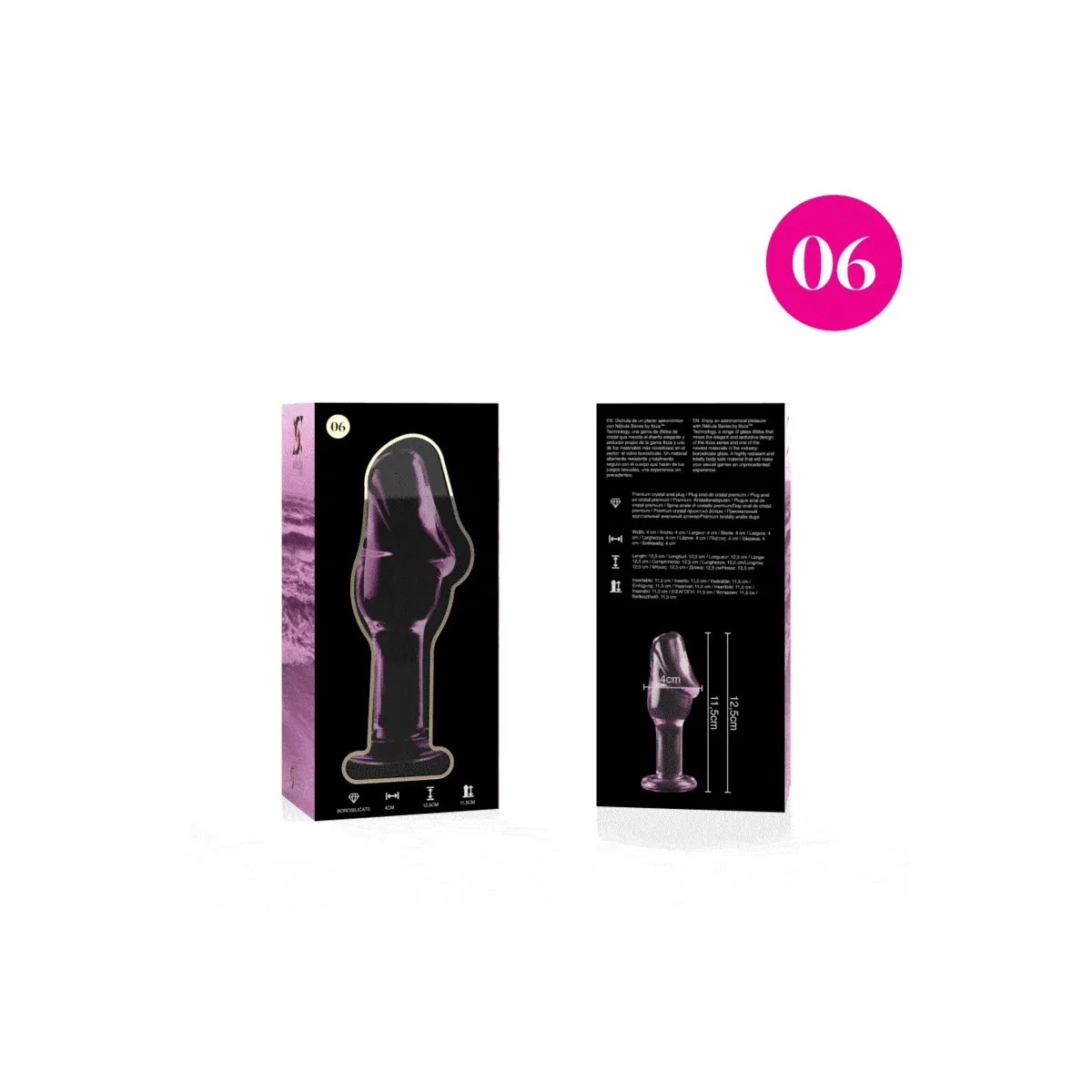 Modell 6 Analplug Borosilikatglas Rosa 12,5 cm -O- 4 cm von Nebula Series By Ibiza | Fesselliebe.de