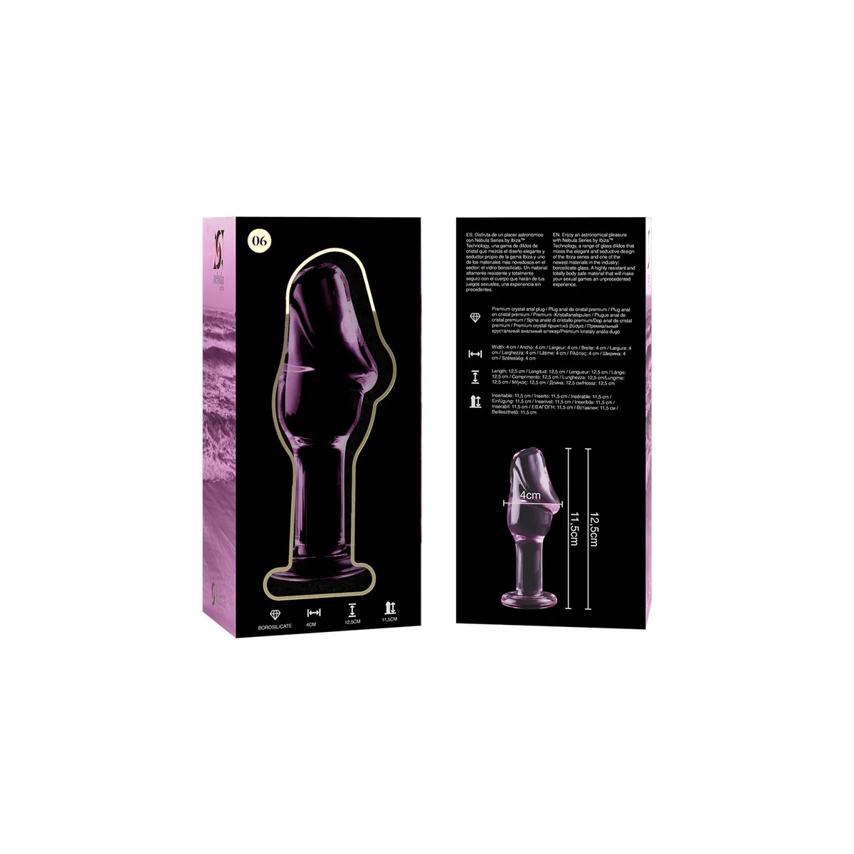 Modell 6 Analplug Borosilikatglas Rosa 12,5 cm -O- 4 cm von Nebula Series By Ibiza | Fesselliebe.de