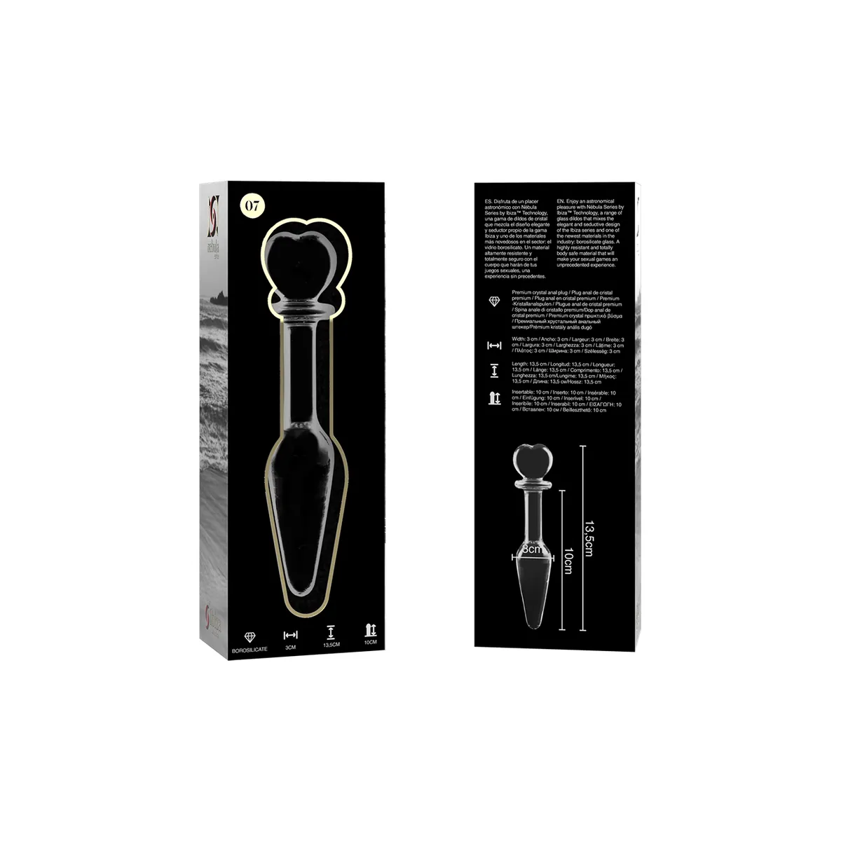 Modell 7 Analplug Borosilikatglas Klar 13,5 cm -O- 3 cm von Nebula Series By Ibiza | Fesselliebe.de