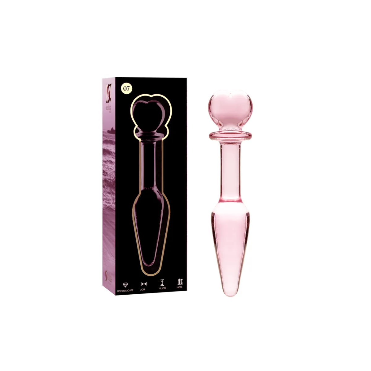 Modell 7 Analplug Borosilikatglas Rosa 13,5 cm -O- 3 cm von Nebula Series By Ibiza | Fesselliebe.de