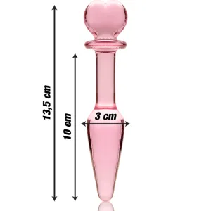 Modell 7 Analplug Borosilikatglas Rosa 13,5 cm -O- 3 cm von Nebula Series By Ibiza