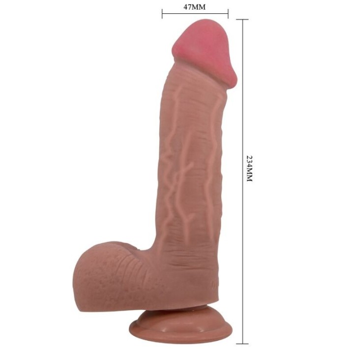 Realistischer Dildo der Sliding Skin-Serie mit Sliding Skin-Saugnapf Braun 23,4 cm von Pretty Love High Grade | Fesselliebe.de