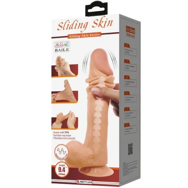 Sliding Skin Series Realistischer Dildo mit Sliding Skin Saunapf mit Fernbedienung Fleisch 24 cm von Pretty Love High Grade | Fesselliebe.de