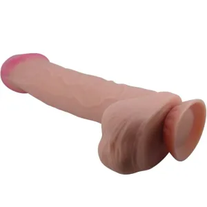 Sliding Skin Series Realistischer Dildo mit Sliding Skin Saugnapf Braun 26 cm von Pretty Love High Grade