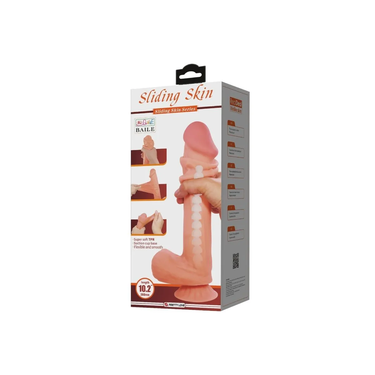 Sliding Skin Series Realistischer Dildo mit Sliding Skin Saugnapf Braun 26 cm von Pretty Love High Grade | Fesselliebe.de