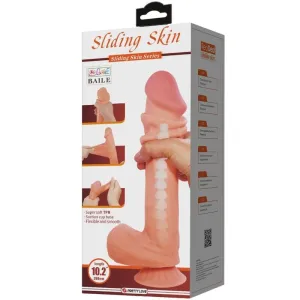 Sliding Skin Series Realistischer Dildo mit Sliding Skin Saugnapf Braun 26 cm von Pretty Love High Grade