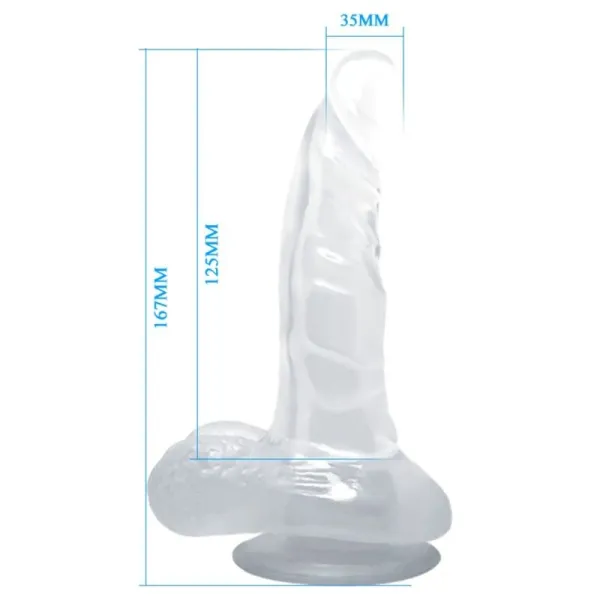 Realistischer Dildo mit Saugnapf und Hoden 16,7 cm Transparent von Baile Dildos | Fesselliebe.de