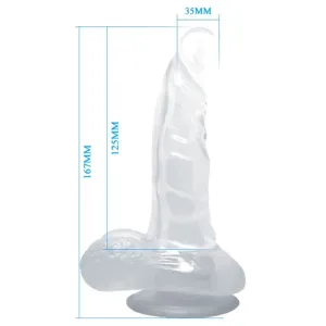 Realistischer Dildo mit Saugnapf und Hoden 16,7 cm Transparent von Baile Dildos