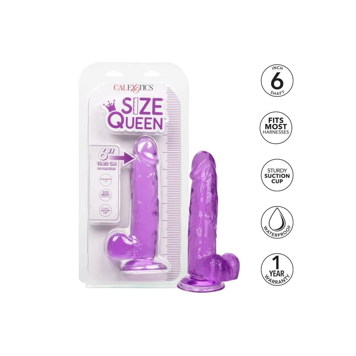 Grösse Königin-Dildo Lila 15,3 cm von Calexotics | Fesselliebe.de