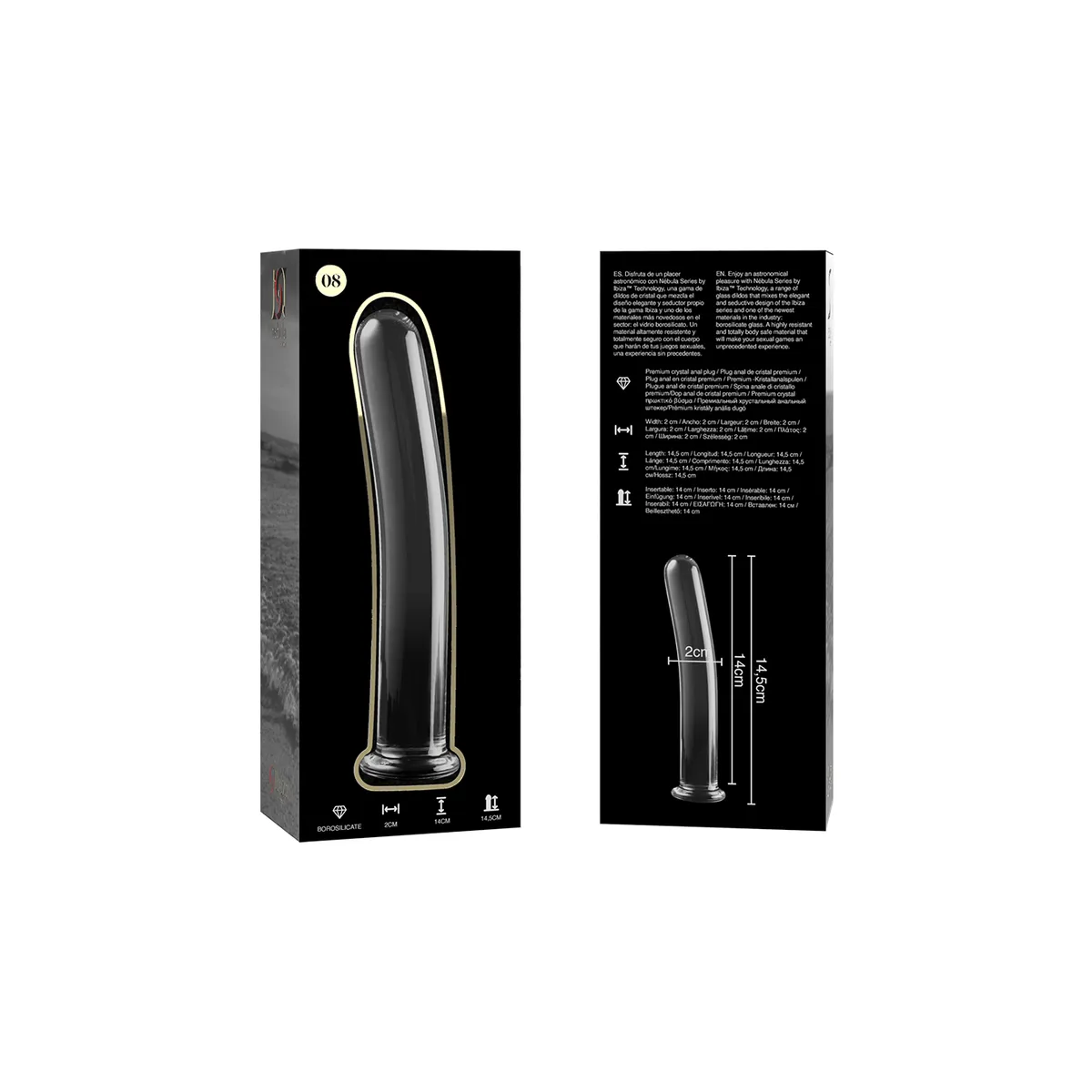 Modell 8 Dildo Borosilikatglas Klar 14,5 cm -O- 2 cm von Nebula Series By Ibiza | Fesselliebe.de