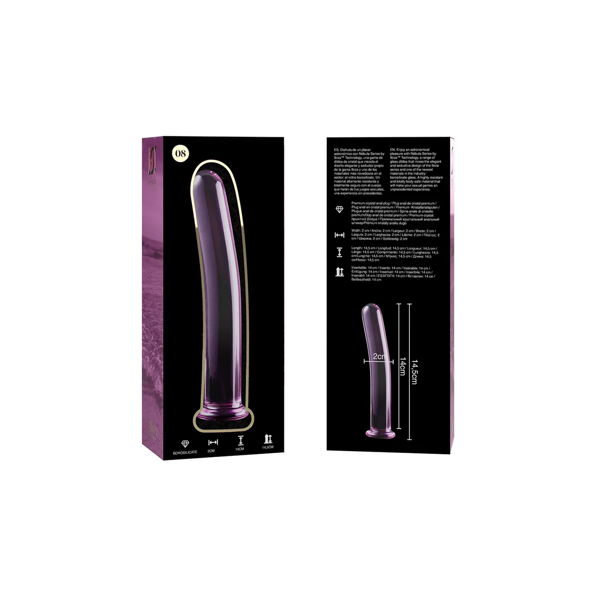 Modell 8 Dildo Borosilikatglas Rosa 14,5 cm -O- 2 cm von Nebula Series By Ibiza | Fesselliebe.de