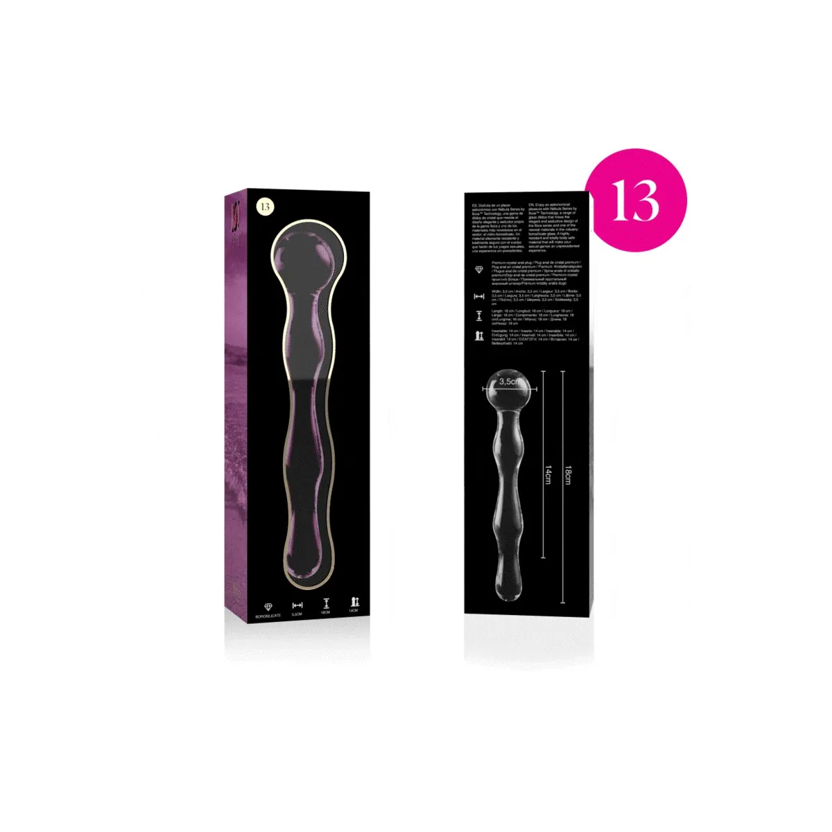 Modell 13 Dildo Borosilikatglas Rosa 18 cm -O- 3,5 cm von Nebula Series By Ibiza | Fesselliebe.de