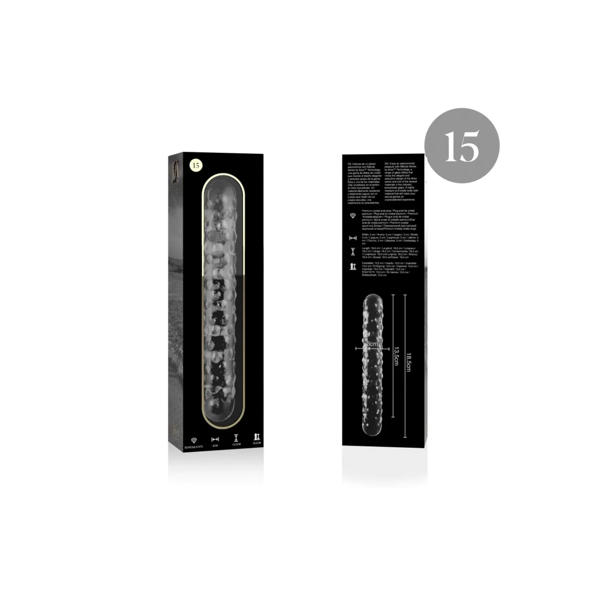 Modell 15 Dildo Borosilikatglas Klar 18,5 cm -O- 3 cm von Nebula Series By Ibiza | Fesselliebe.de