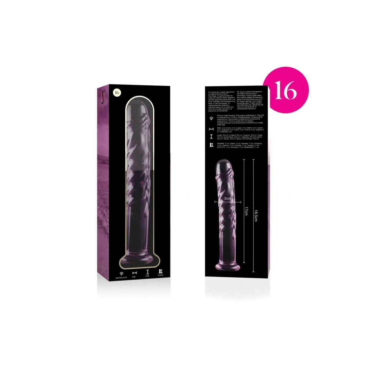 Modell 16 Dildo Borosilikatglas Rosa 18,5 cm -O- 3 cm von Nebula Series By Ibiza | Fesselliebe.de