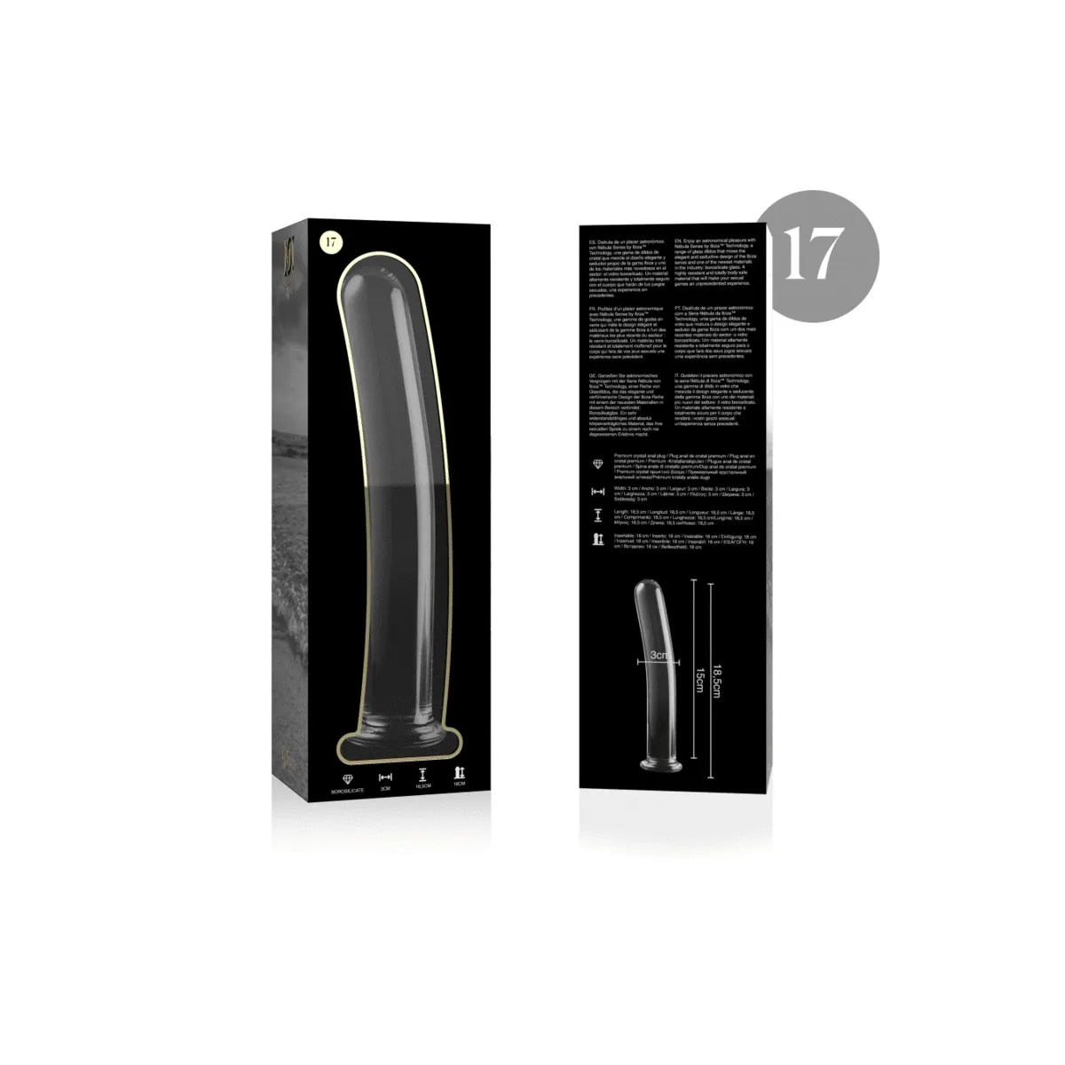 Modell 17 Dildo Borosilikatglas Klar 18,5 cm -O- 3 cm von Nebula Series By Ibiza | Fesselliebe.de