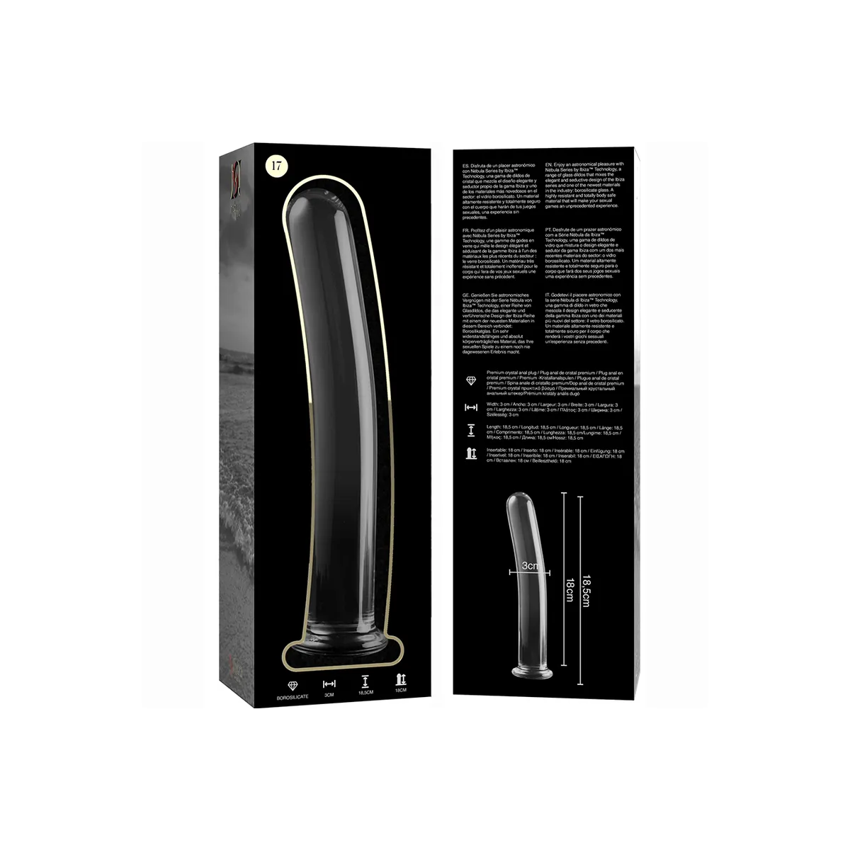 Modell 17 Dildo Borosilikatglas Klar 18,5 cm -O- 3 cm von Nebula Series By Ibiza | Fesselliebe.de