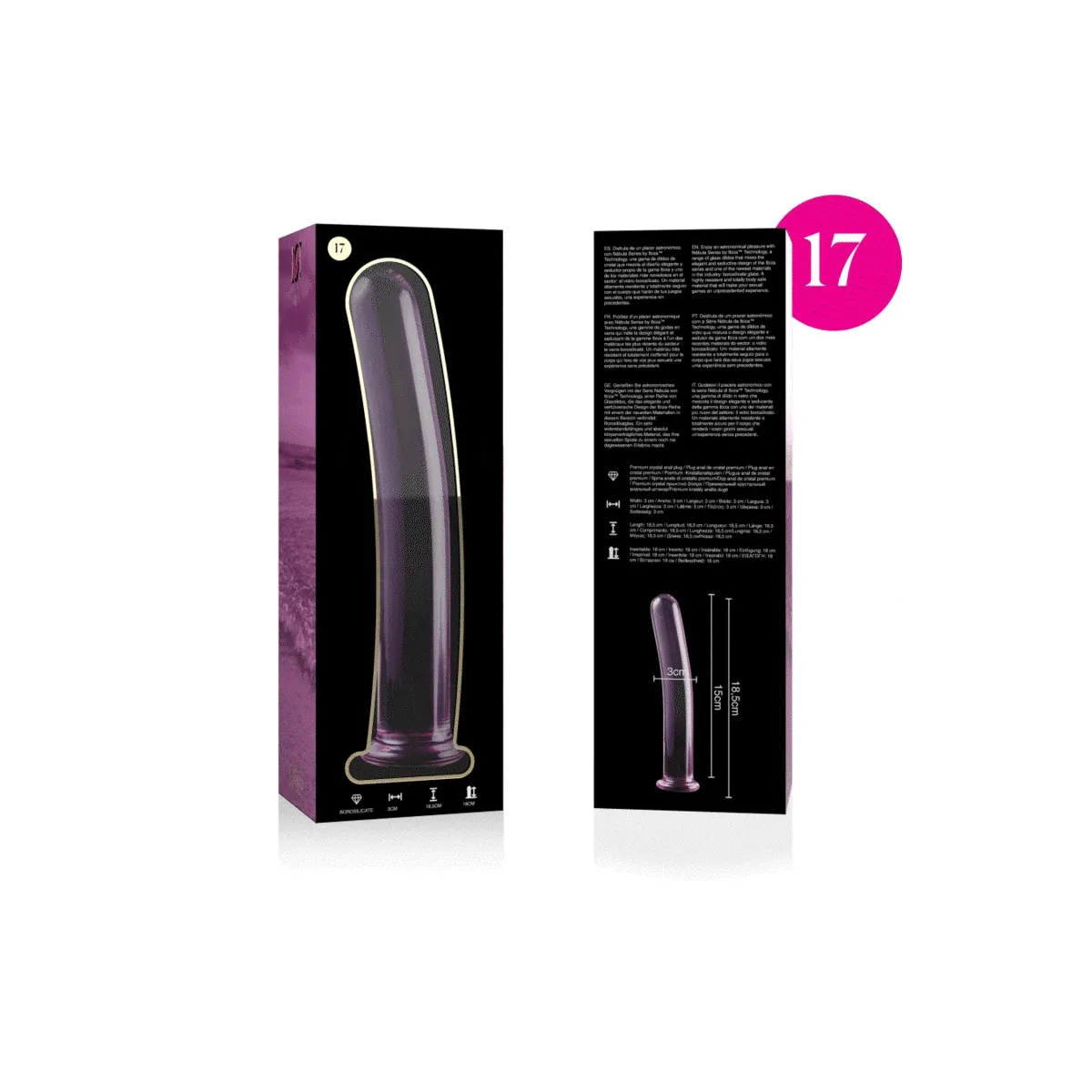Modell 17 Dildo Borosilikatglas Rosa 18,5 cm -O- 3 cm von Nebula Series By Ibiza | Fesselliebe.de
