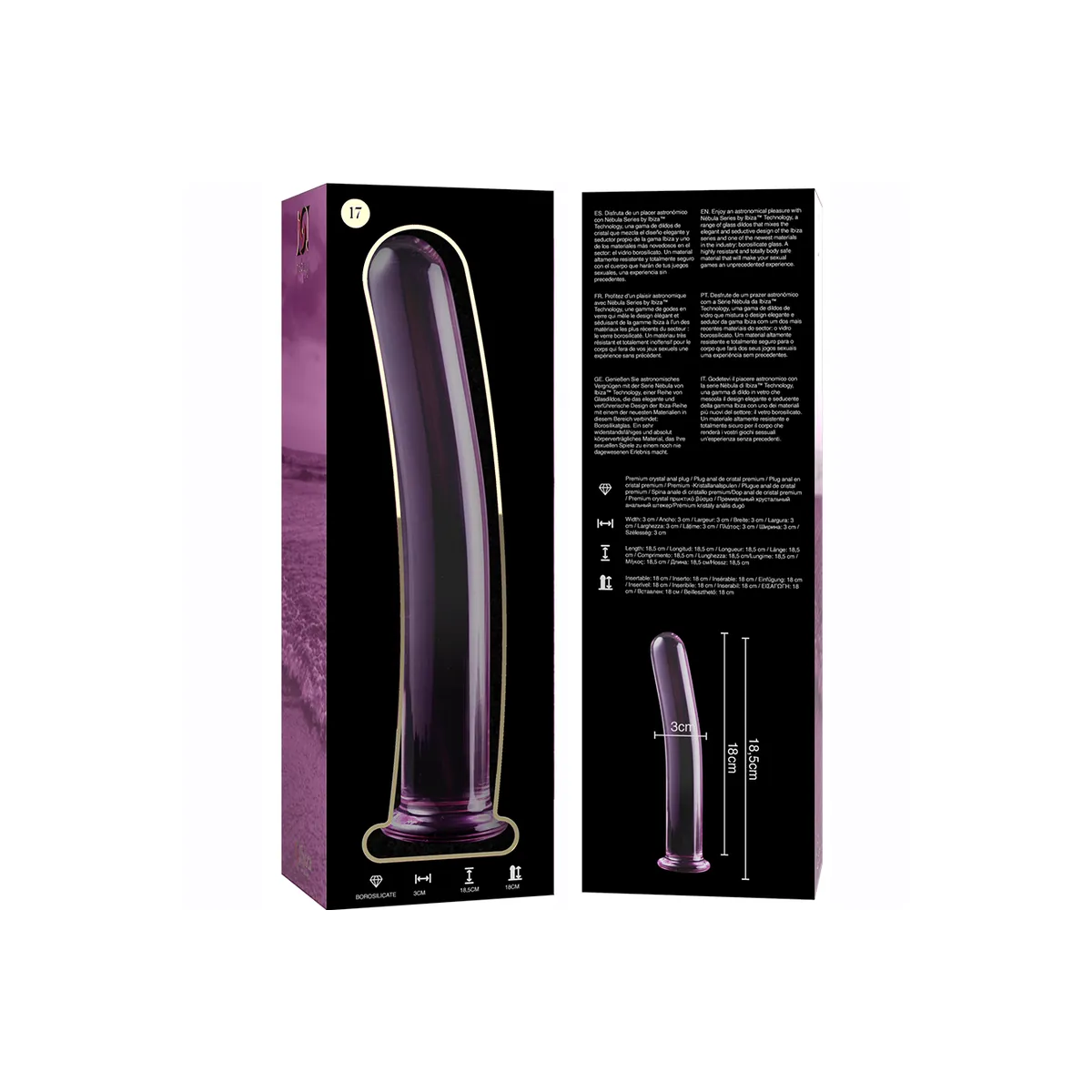 Modell 17 Dildo Borosilikatglas Rosa 18,5 cm -O- 3 cm von Nebula Series By Ibiza | Fesselliebe.de